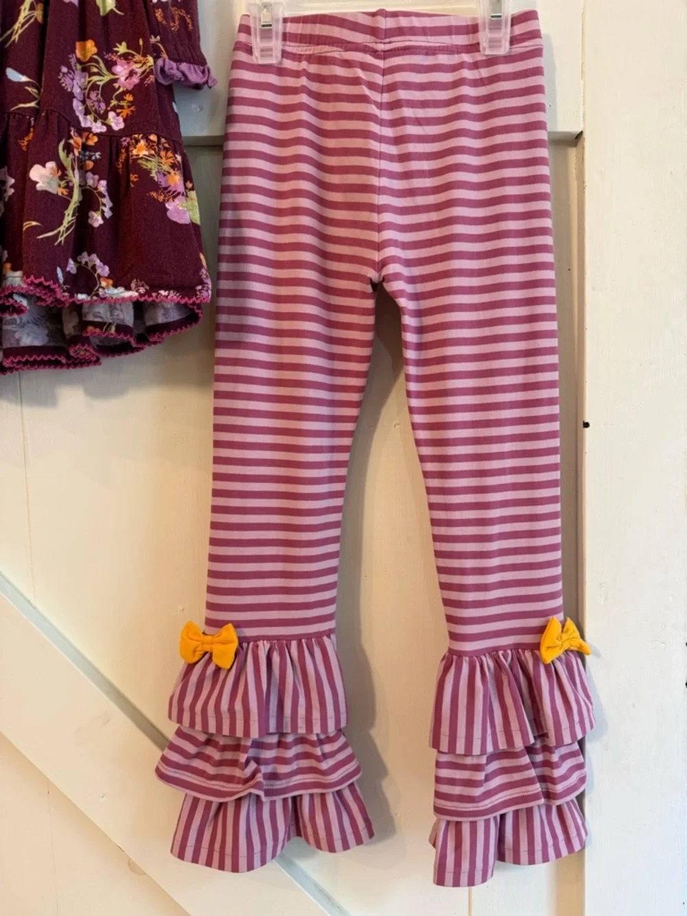 Matilda Jane Girls Size 6 Floral Dress & Ruffle Leggings 2 Piece Outfit Set
